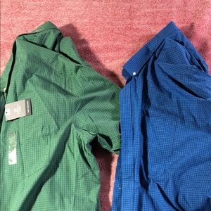Van Heusen Green and Blue Checkered Men's Shirts XXl.    S/s.   NEW